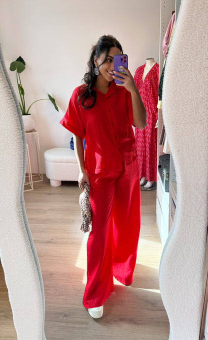 Tiffany tweedelige linnen set rood