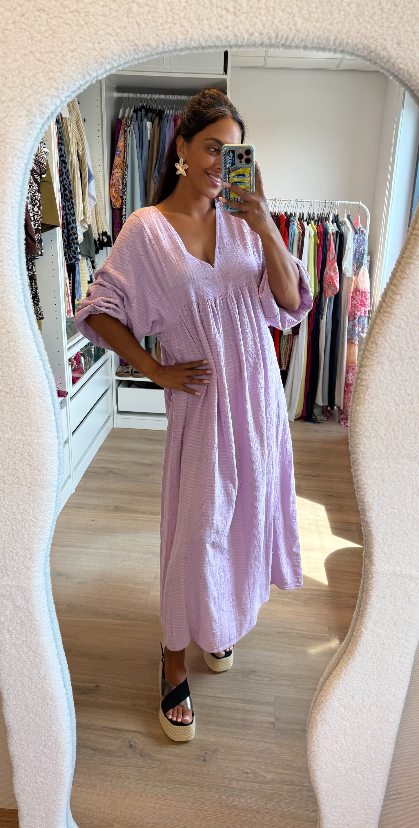 Mousseline maxi jurk lila