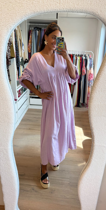 Mousseline maxi jurk lila