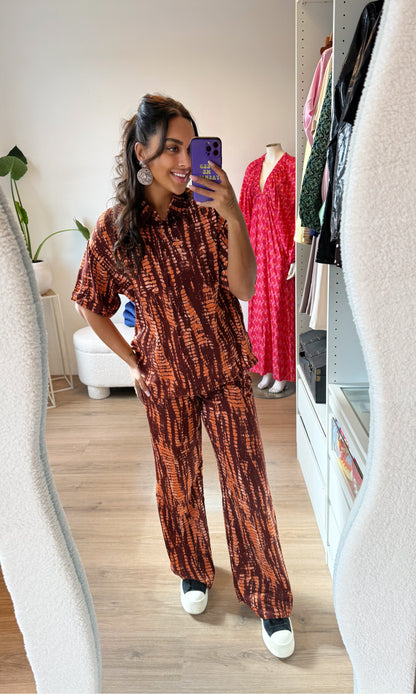Amélie tweedelige set met print en strass