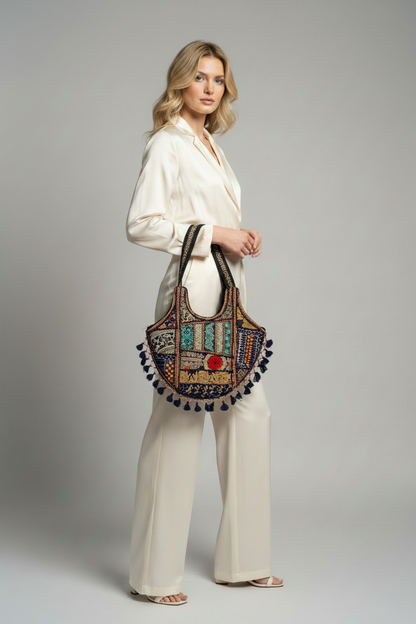 Tas india donkerblauw