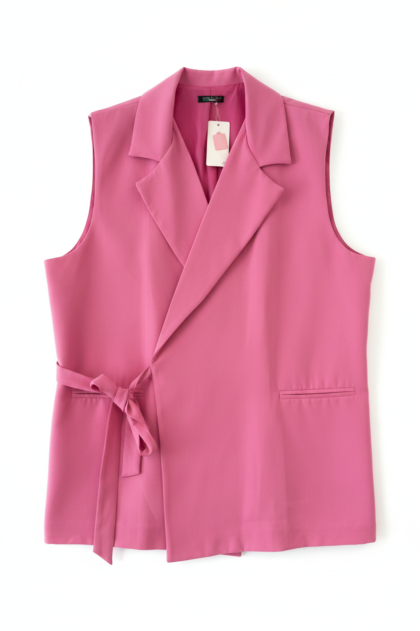 Charlotte bow gilet pink