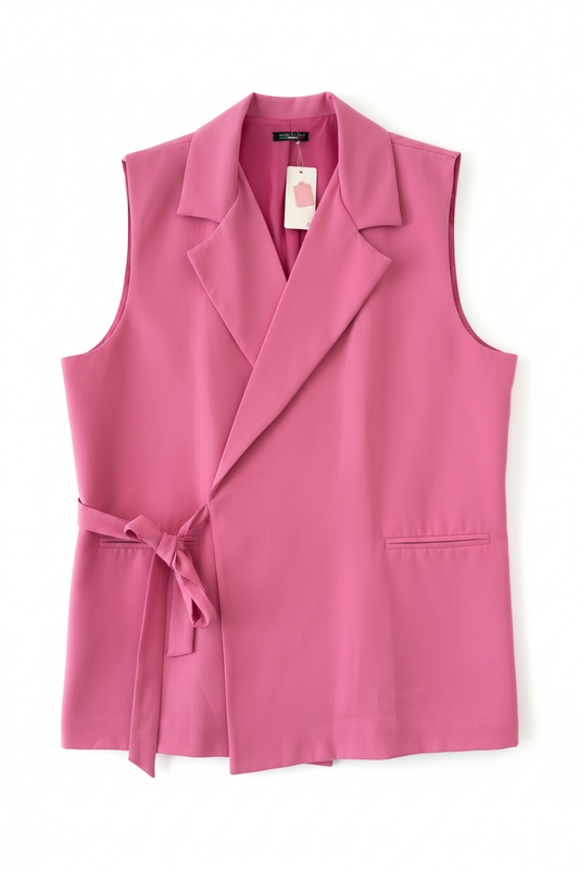 Charlotte bow gilet pink