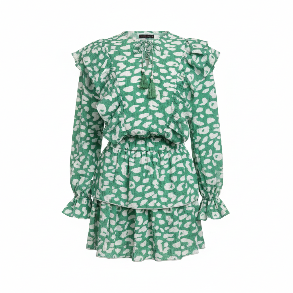 Florine ruffle set mint & white