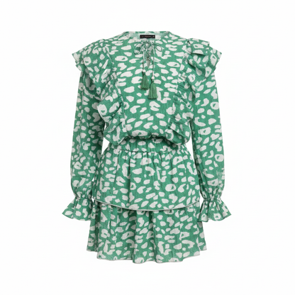 Florine ruffle set mint & white