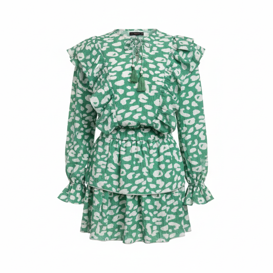 Florine ruffle set mint & white