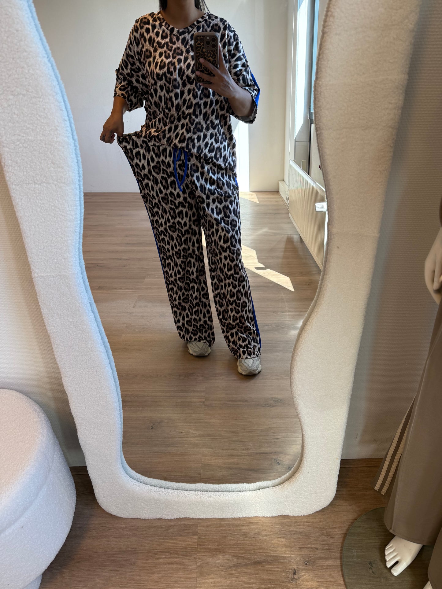 Tracy travel set leopard print & kobalt