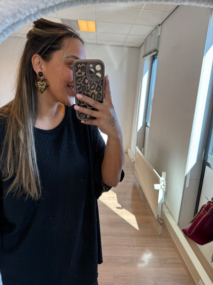 Earrings heart leopard