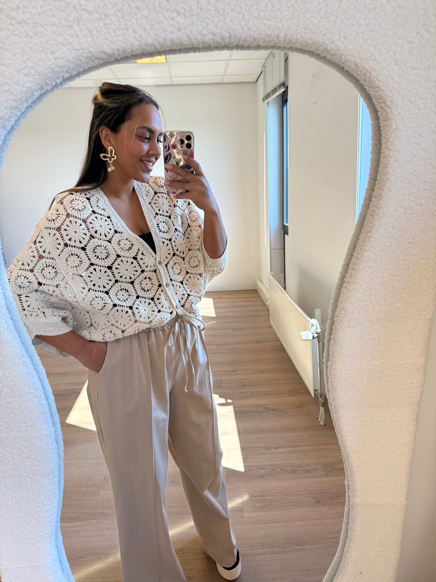 Benthe wide leg pantalon jogger beige