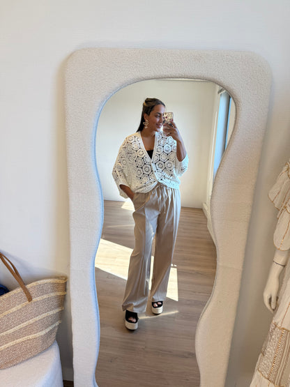 Benthe wide leg pantalon jogger beige