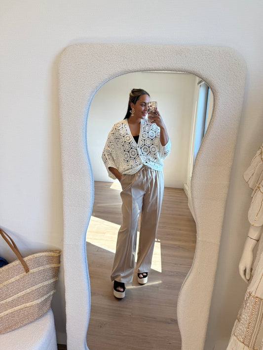 Benthe wide leg pantalon jogger beige