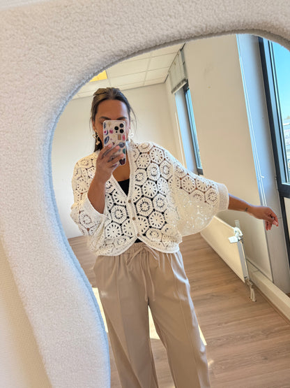 Crochet butterfly top white