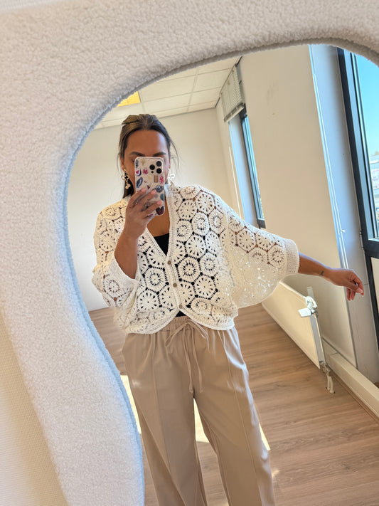Crochet butterfly top white