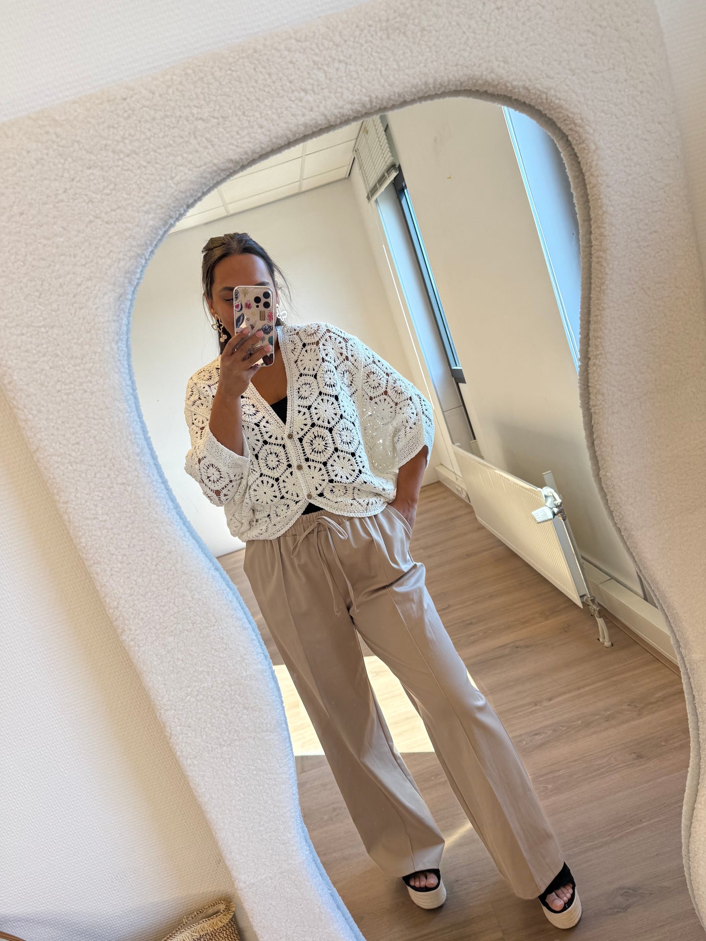 Benthe wide leg pantalon jogger beige