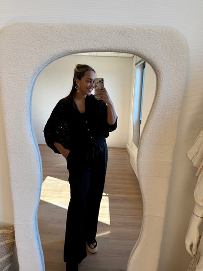 Benthe wide leg pantalon jogger black