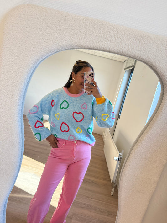 Heart sweater blue