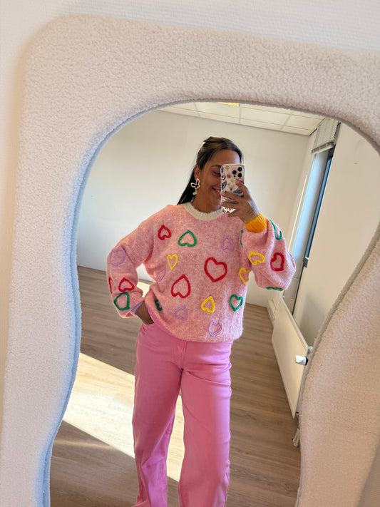 Heart sweater pink