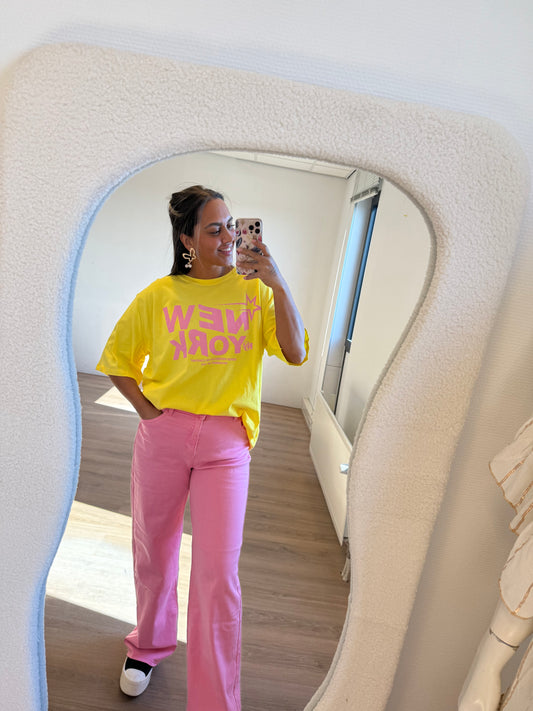 NY T-shirt yellow & pink