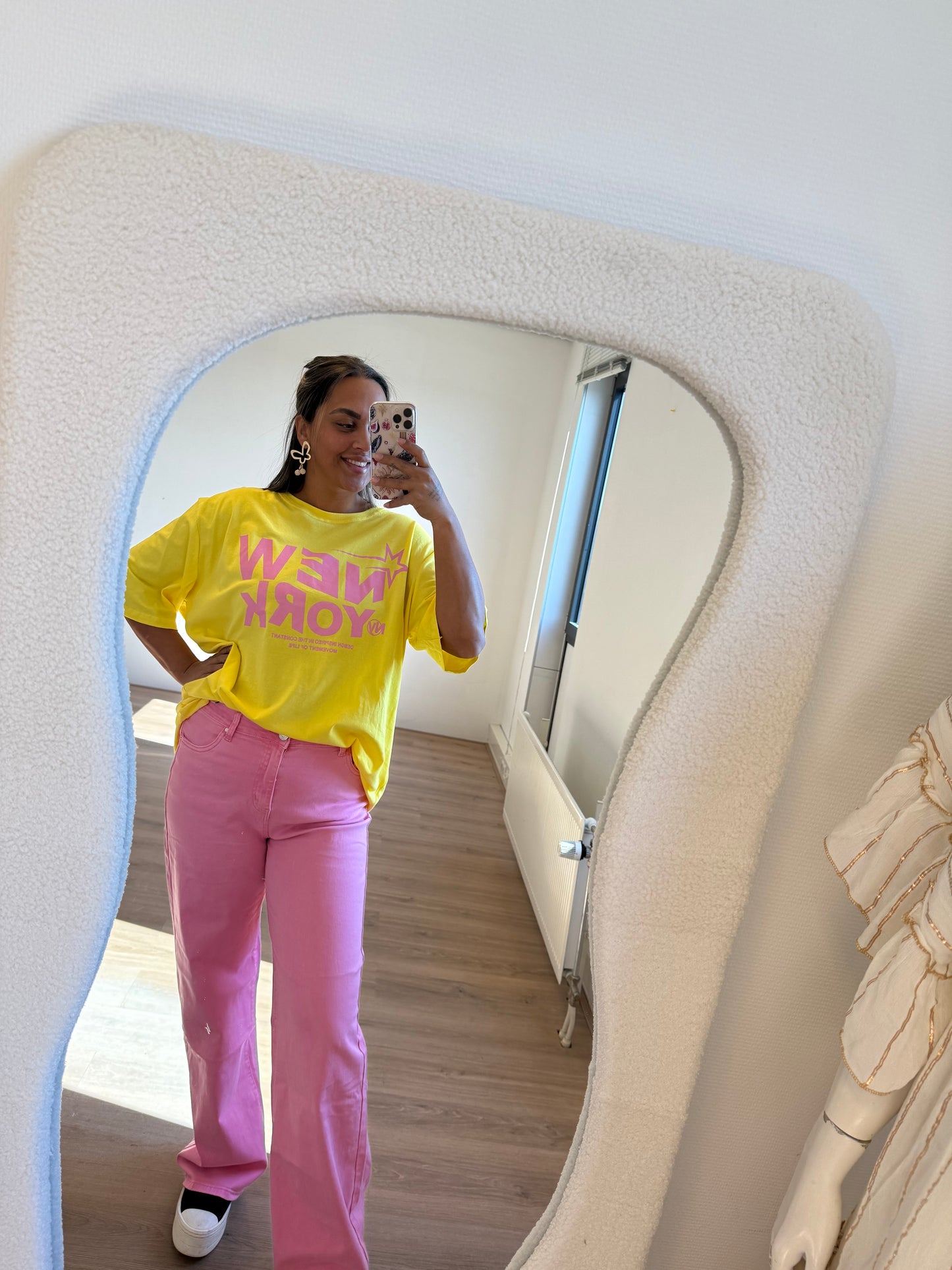 NY T-shirt yellow & pink