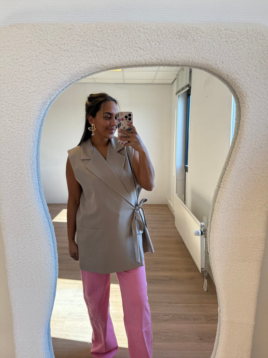 Charlotte bow gilet taupe