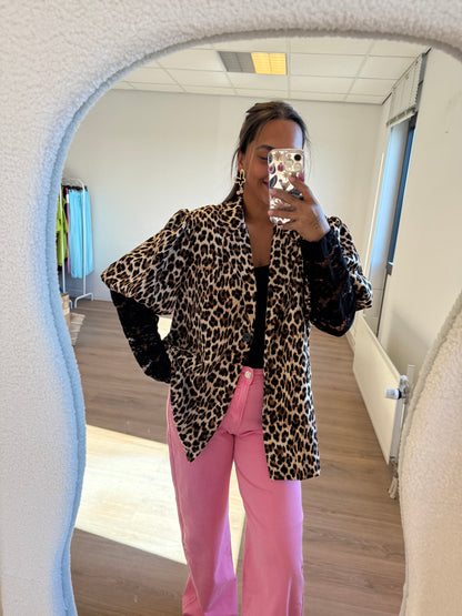 Luna lace blazer leopard
