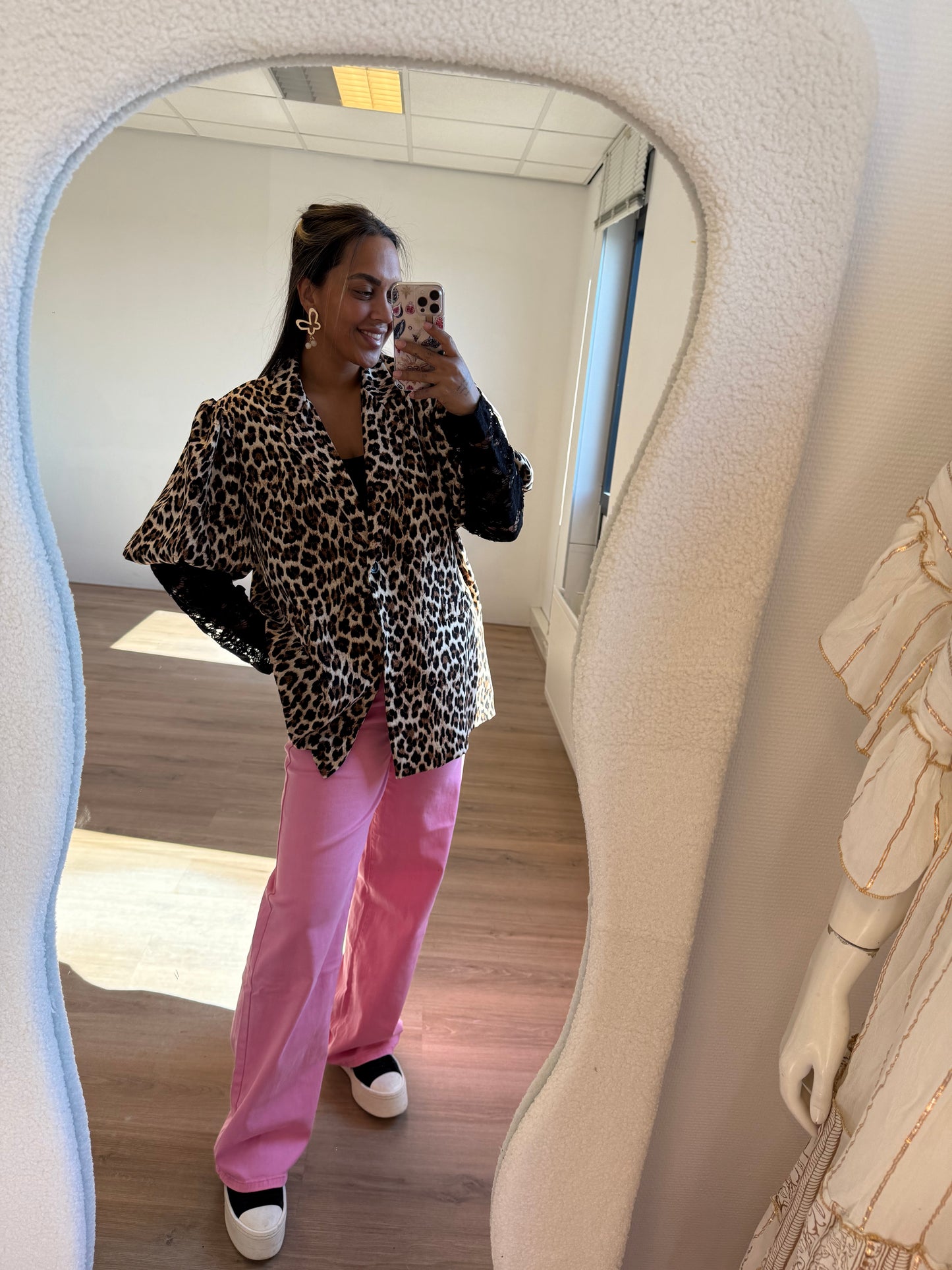 Luna lace blazer leopard