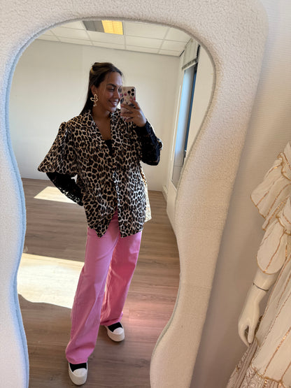 Luna lace blazer leopard
