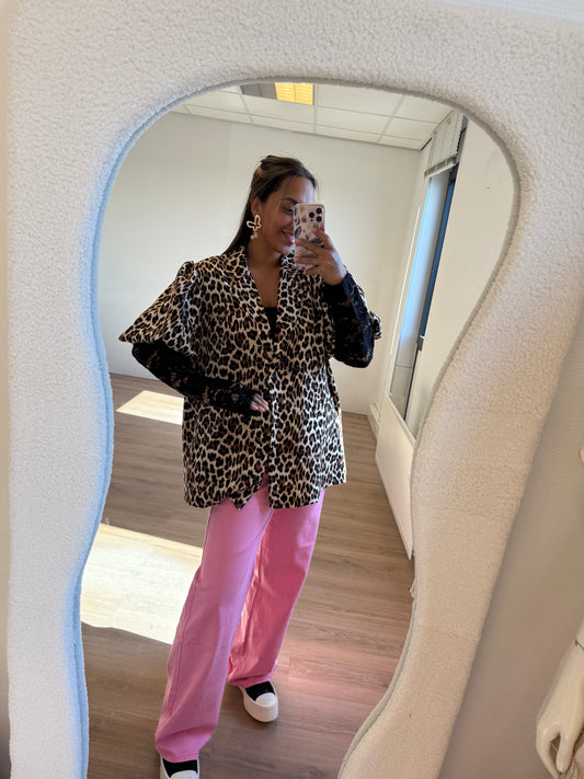 Luna lace blazer leopard