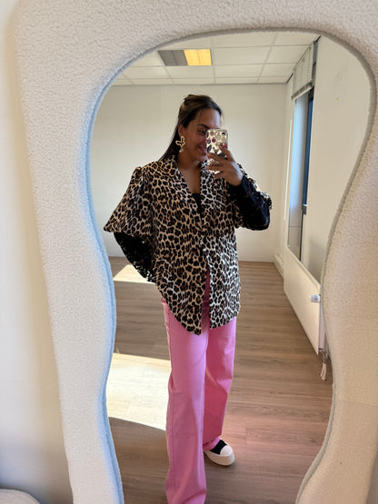 Luna lace blazer leopard