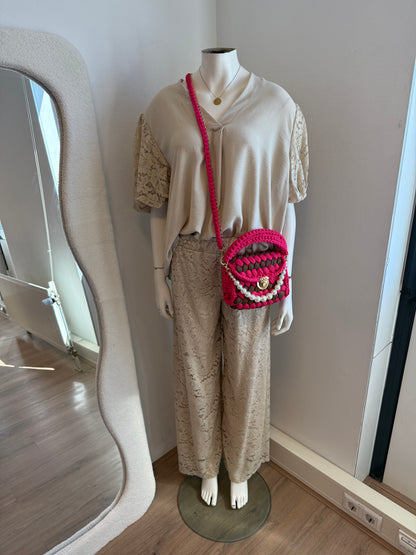 Olivia braided bag pink & brown