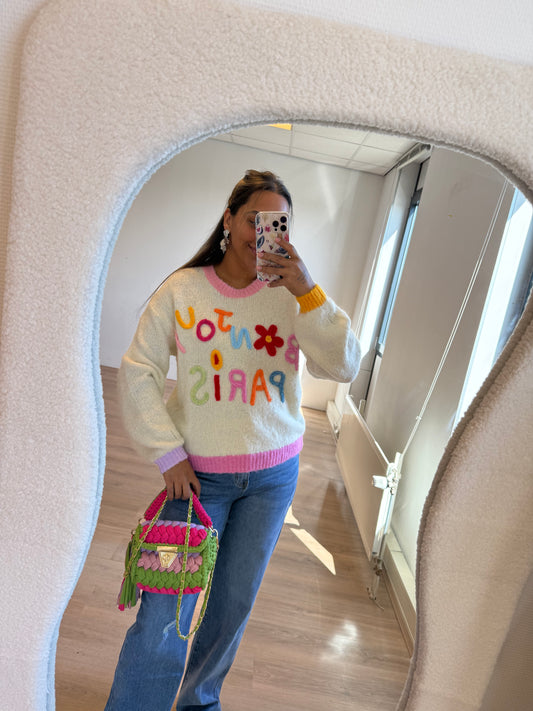 Olivia braided bag lime & pink