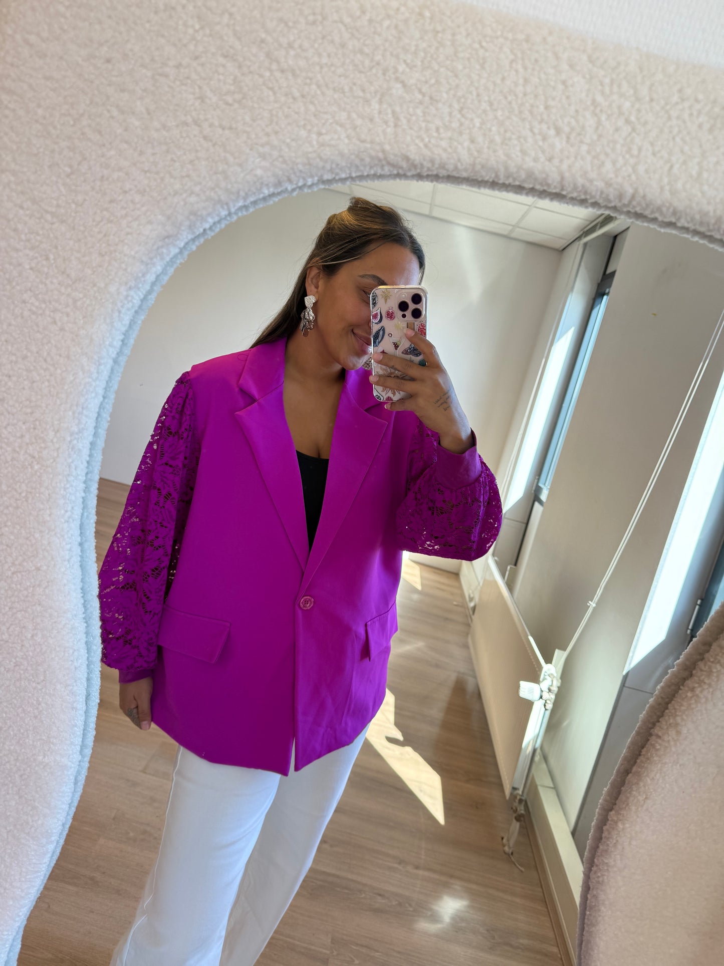 Lina lace blazer magenta