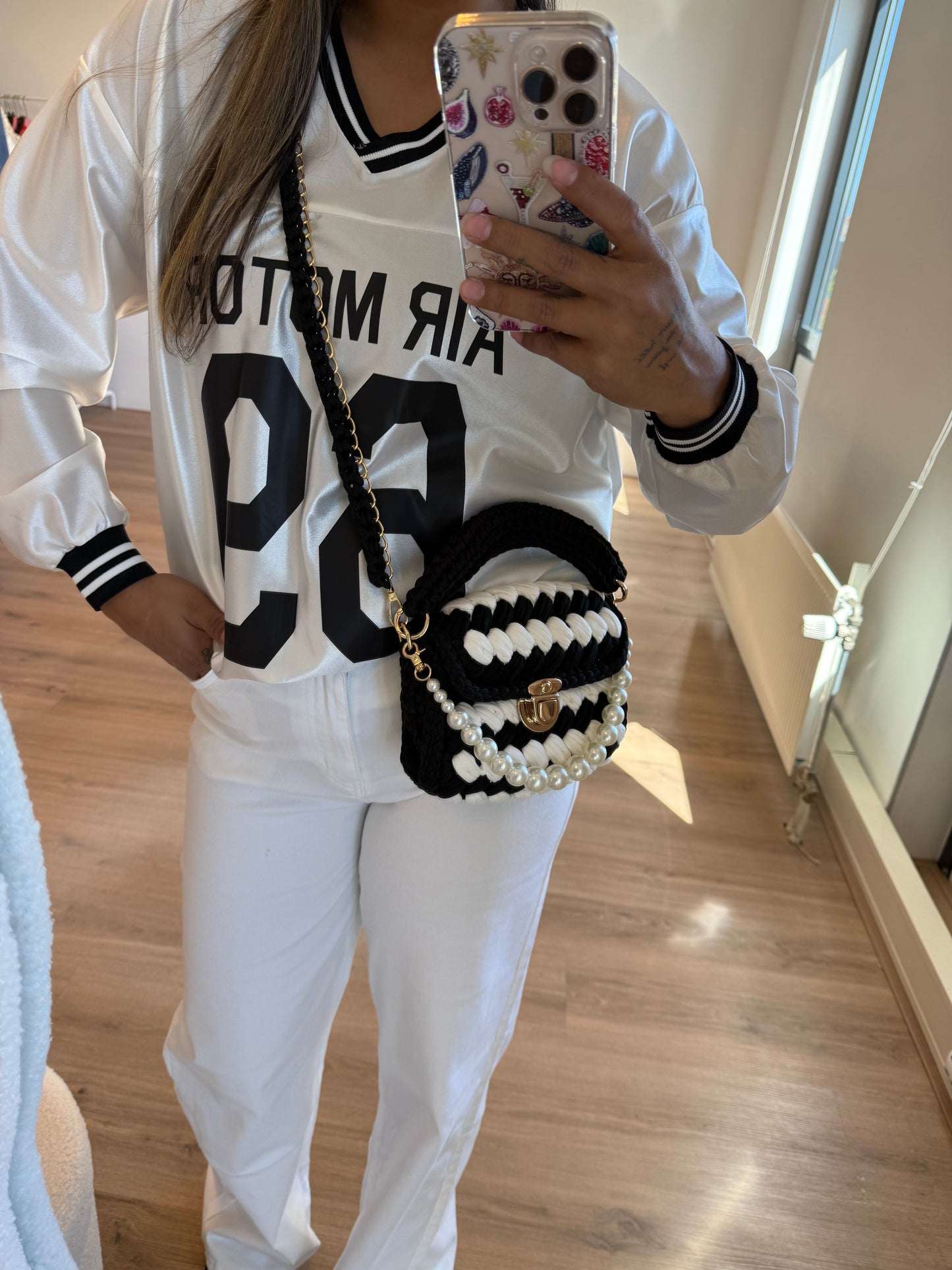 Olivia braided bag black & white