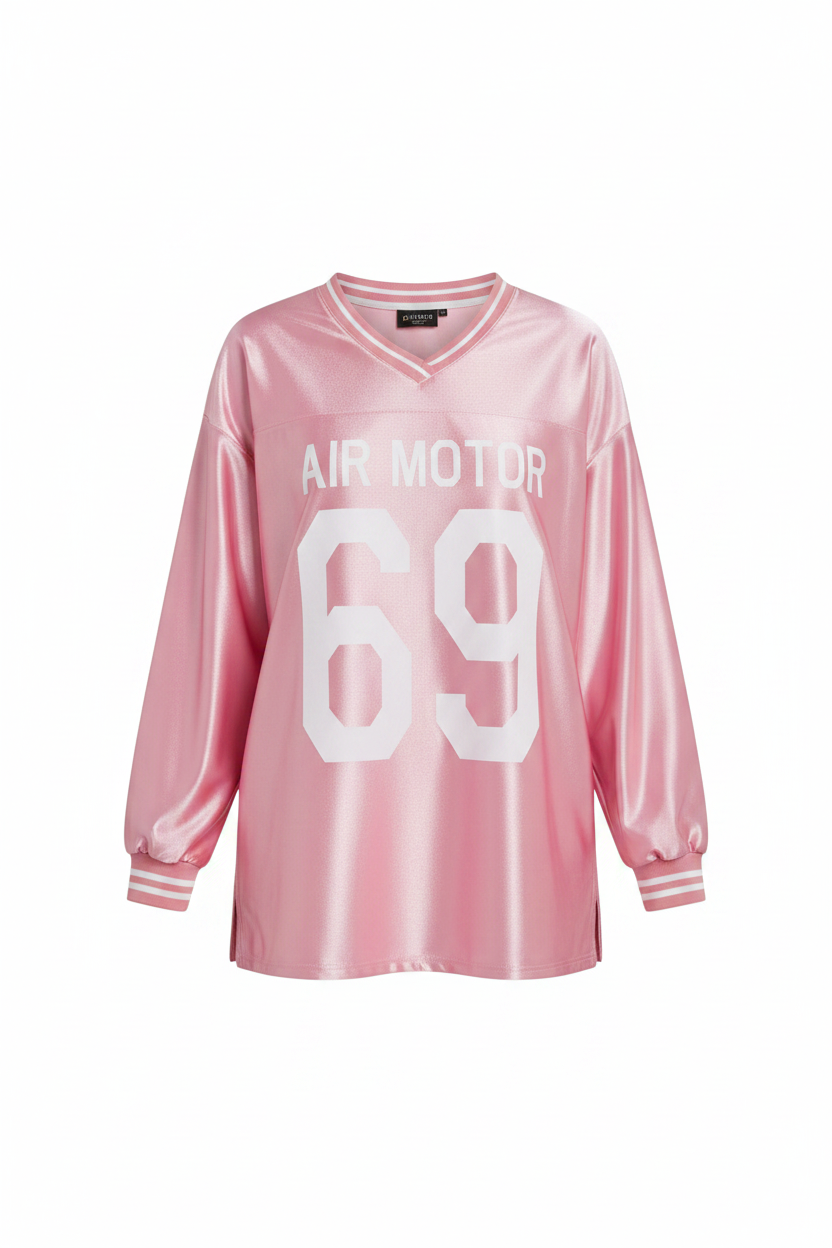 Jersey longsleeve shiny pink