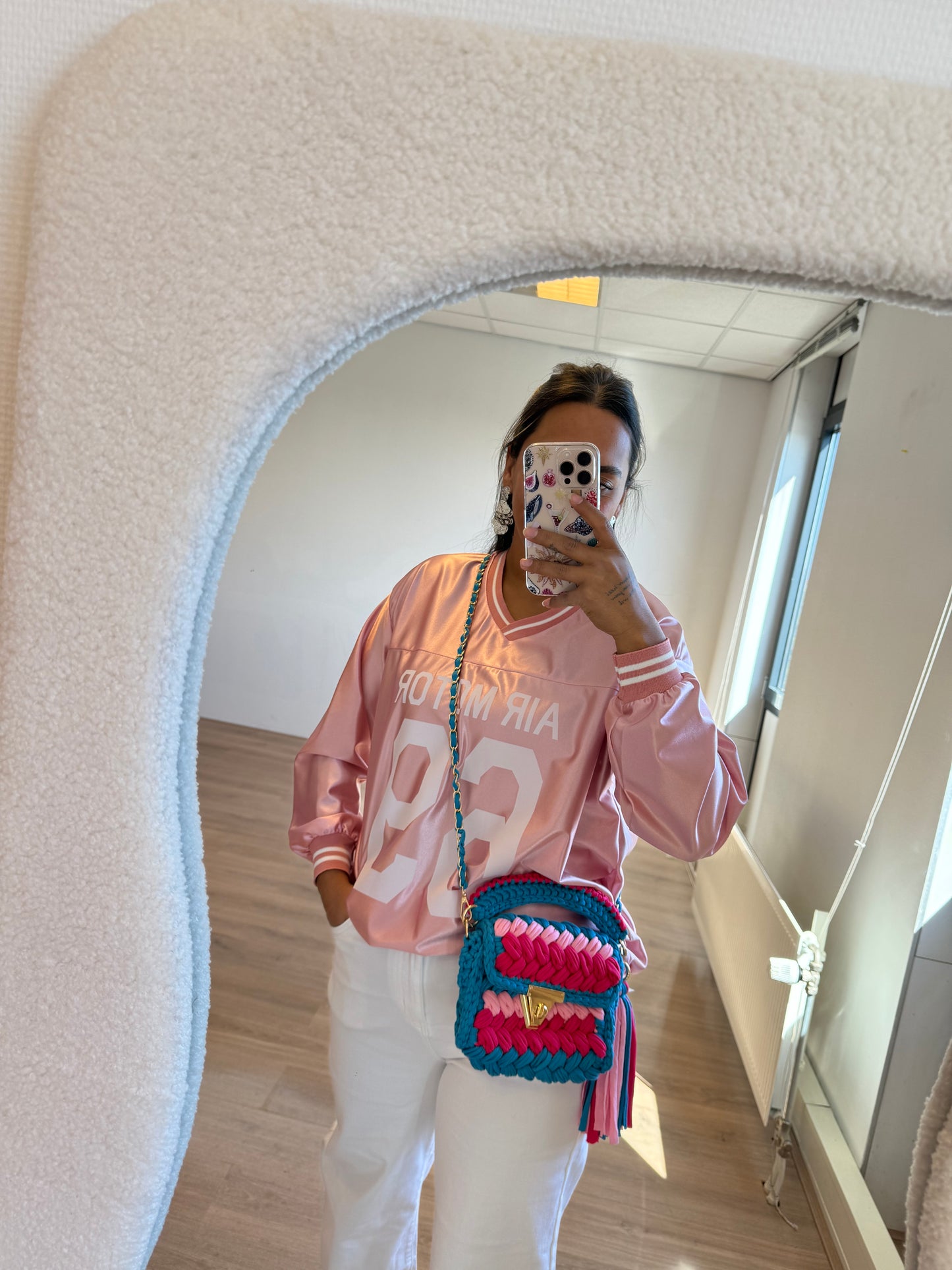 Olivia braided bag ocean blue & pink