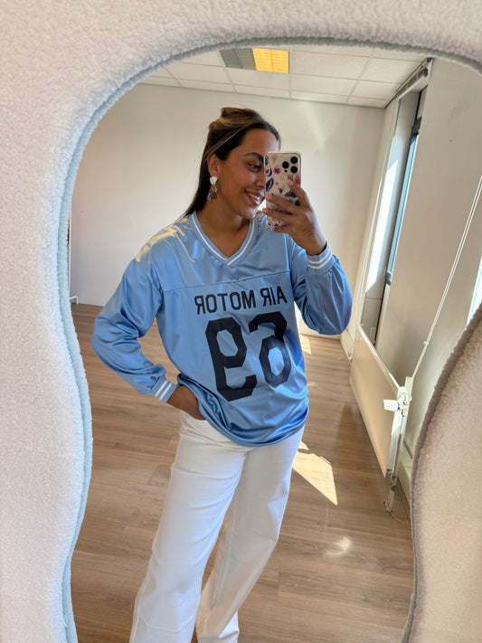 Jersey longsleeve shiny blue