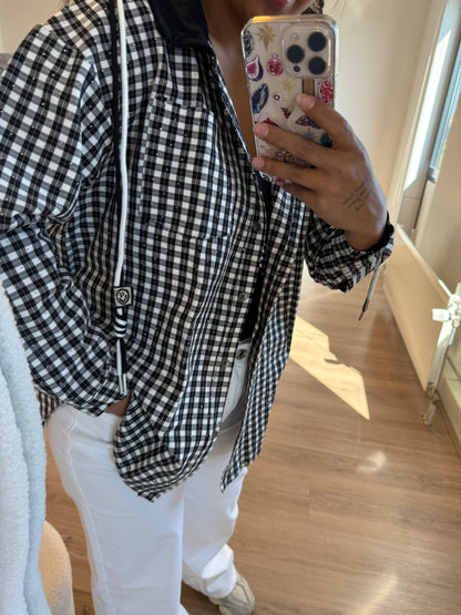 Checkered sequin blouse/jacket black & white