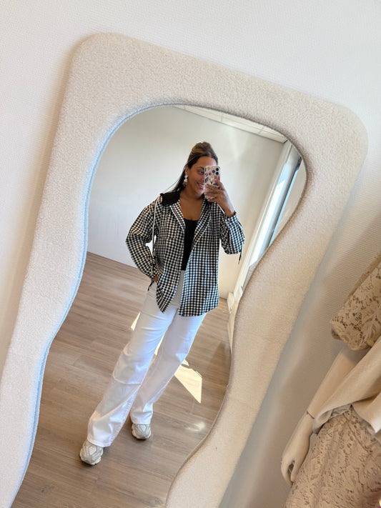 Checkered sequin blouse/jacket black & white