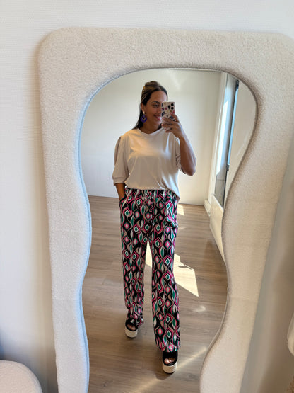 Julia wide leg print jogger pink & green