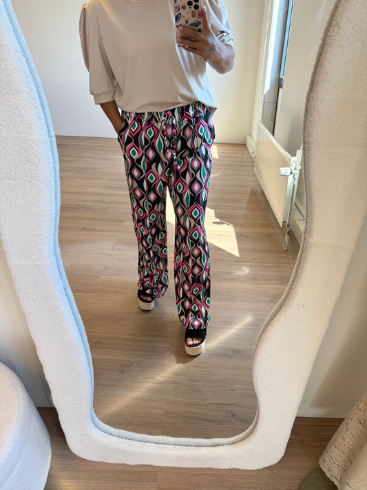 Julia wide leg print jogger pink & green