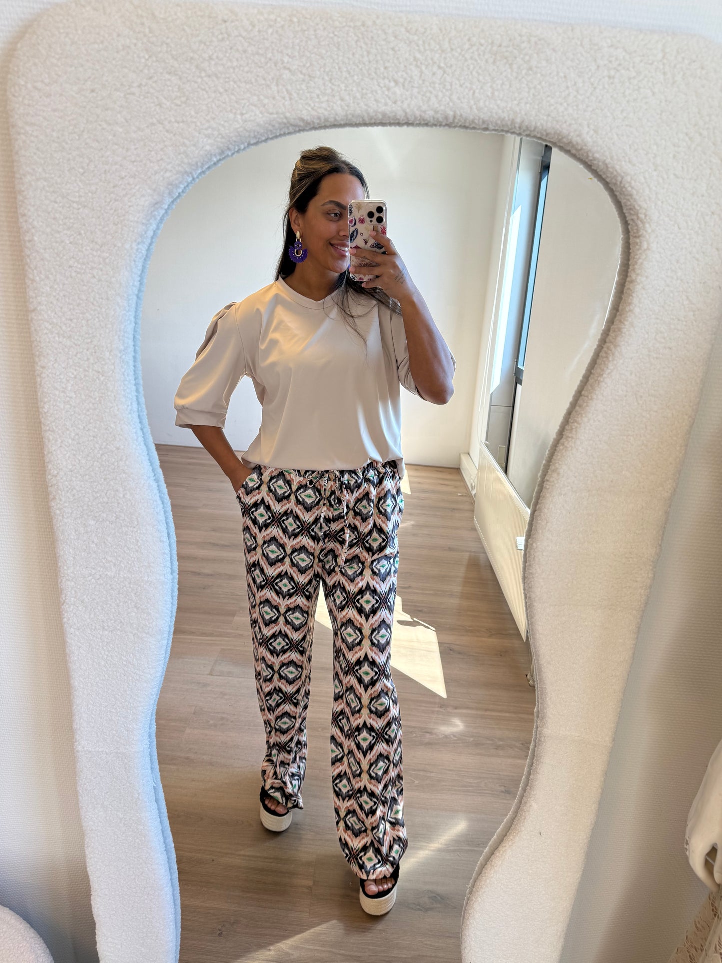 Tiffany travel pants beige-black-green