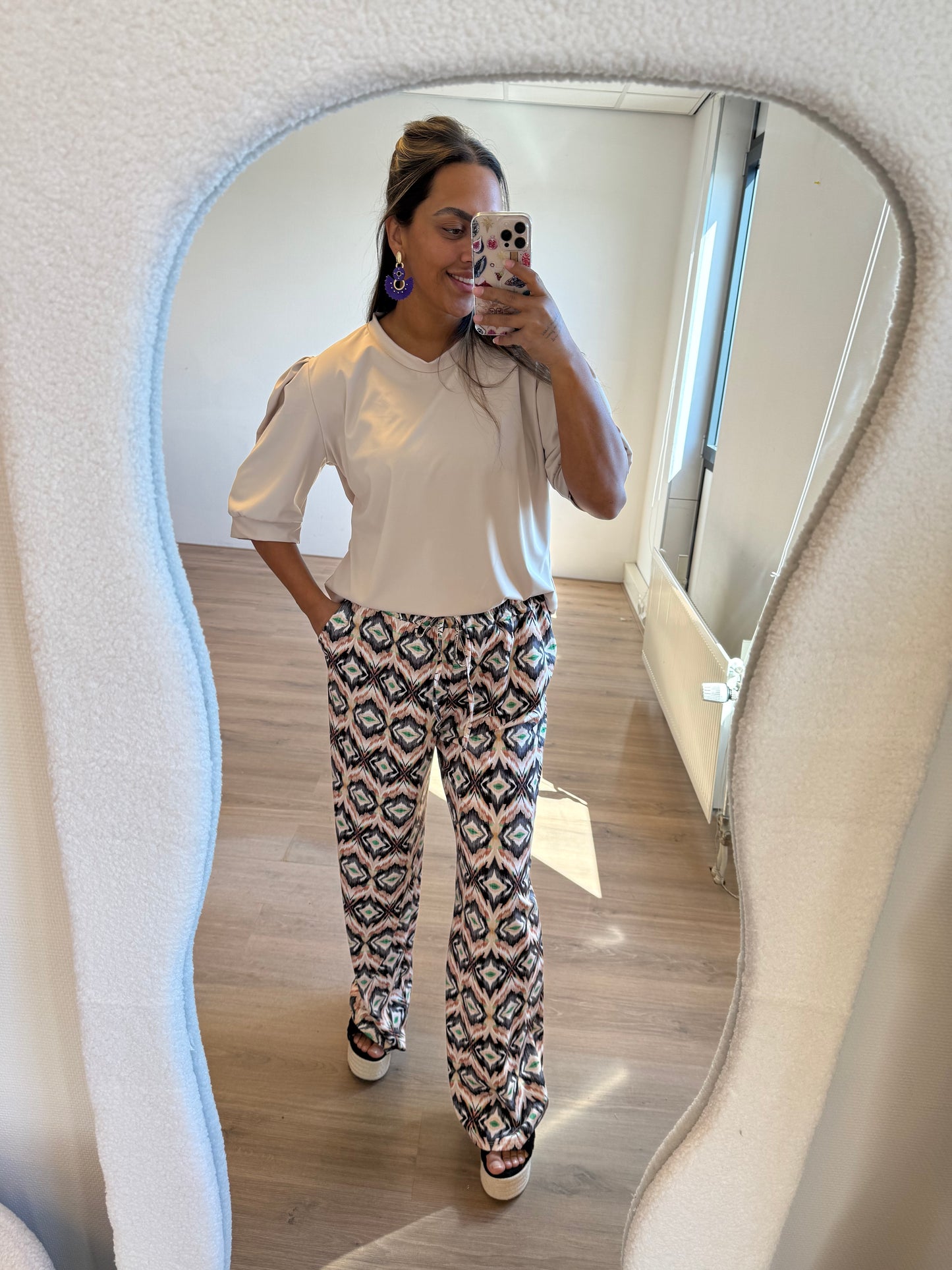 Tiffany travel pants beige-black-green