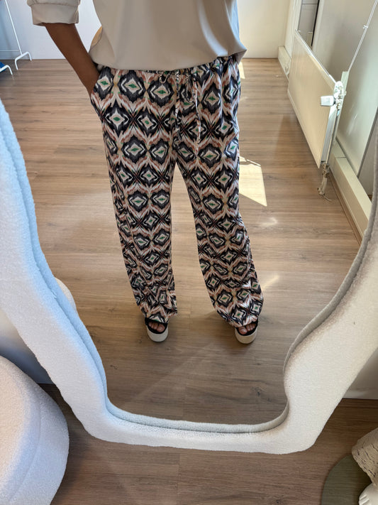 Tiffany travel pants beige-black-green