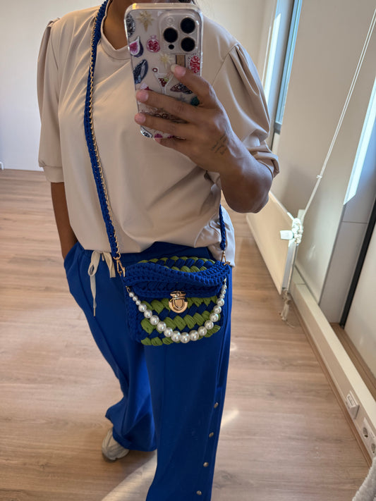 Olivia braided bag kobalt & lime