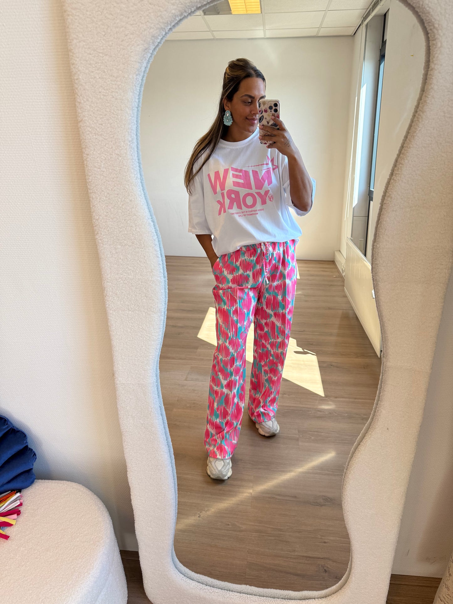 NY T-shirt white & pink