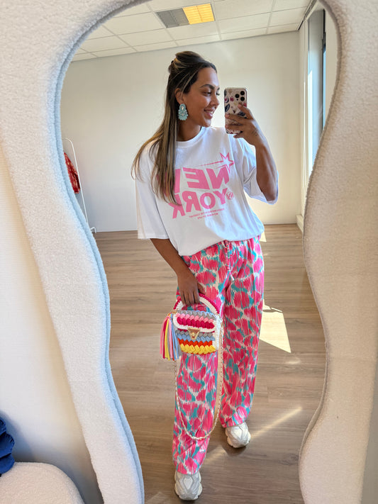 NY T-shirt white & pink