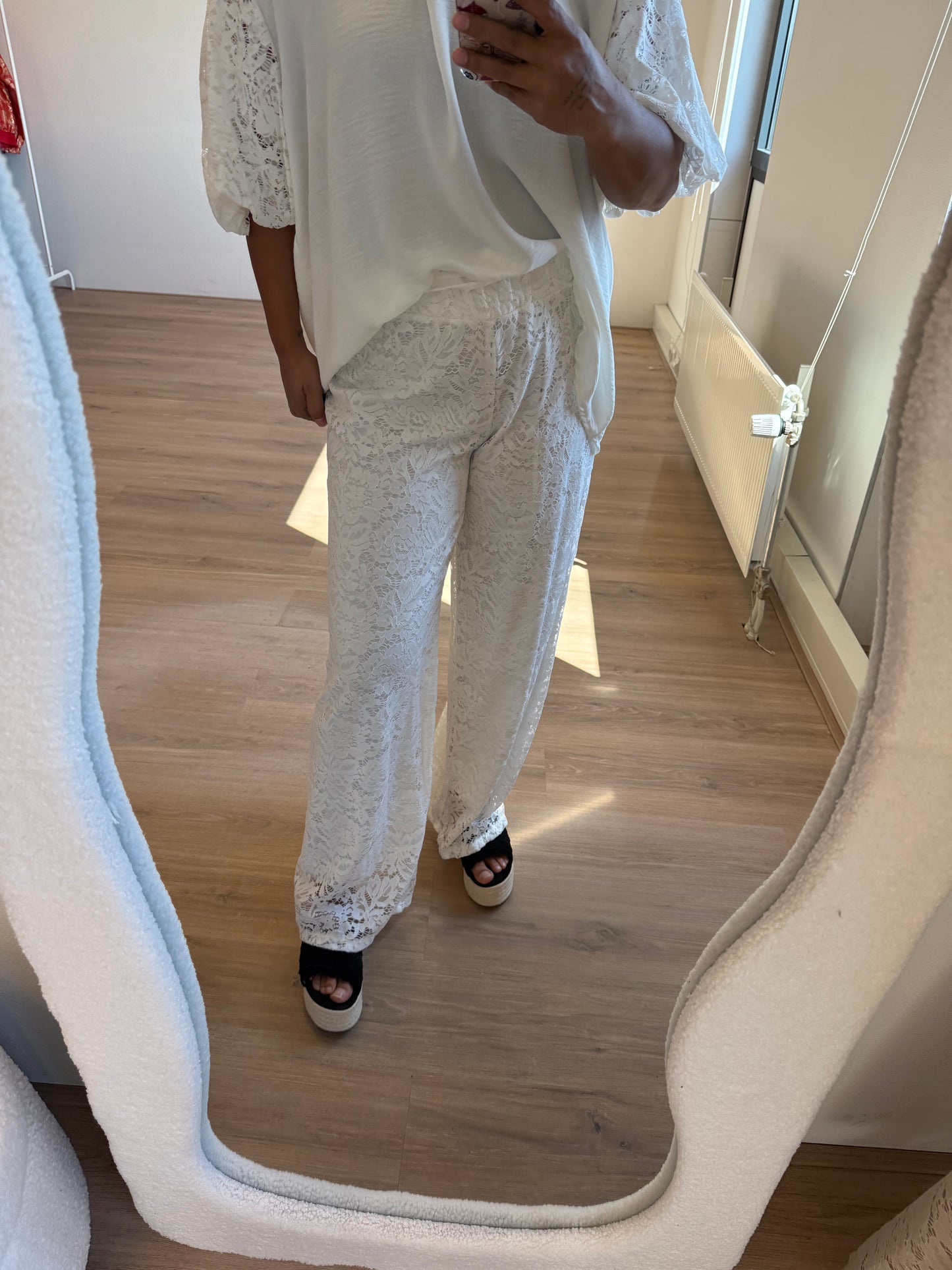 Leah lace pants beige
