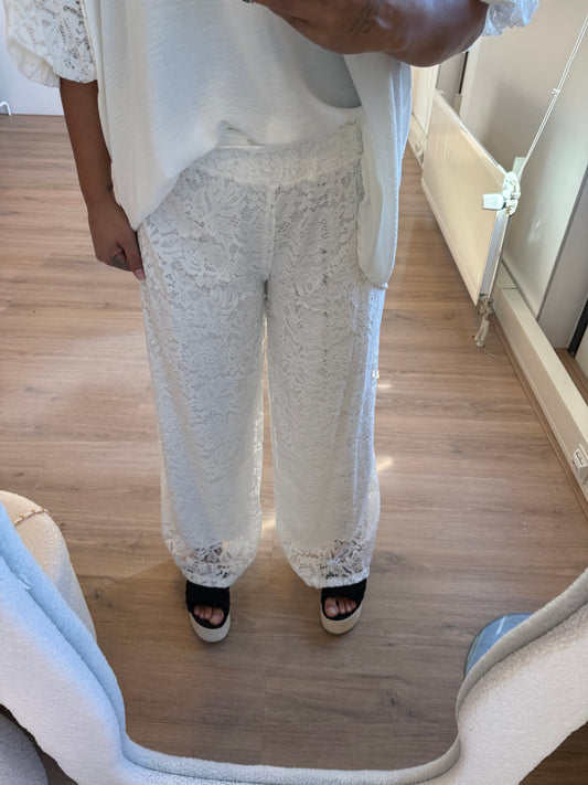 Leah lace pants white