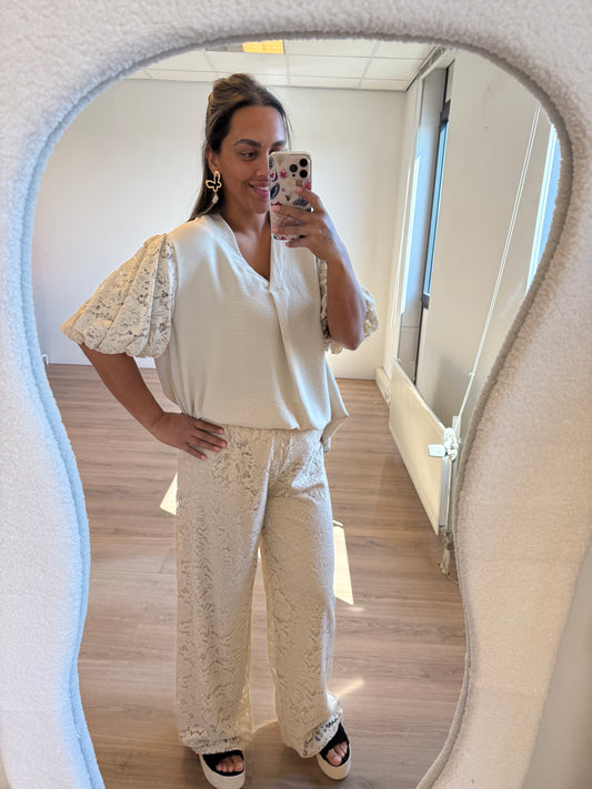 Leah lace pants beige