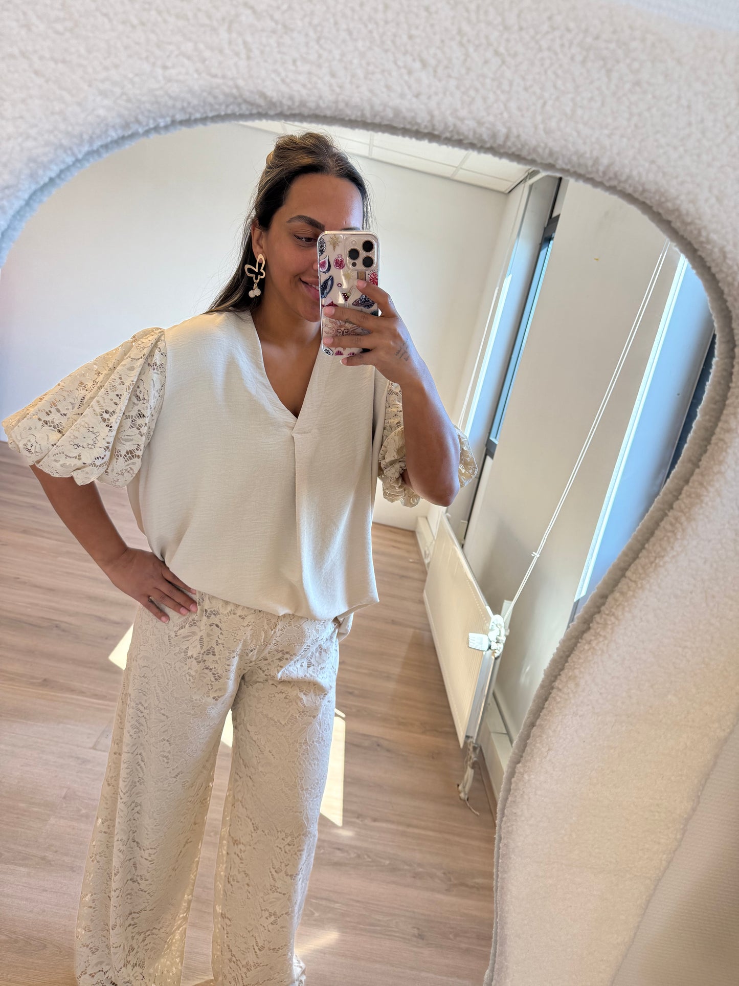 Leah lace pants beige